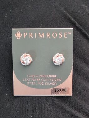 Primrose Rose Gold Over Sterling Silver Cubic Zirconia Stud Earrings